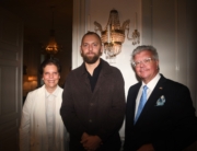 Formand Dansk Svensk Kulturfonds Kulturpris Catherine Lefebvre. Prismodtager Gustav Möller. Sveriges ambassadør i Danmark Hans Wallmark